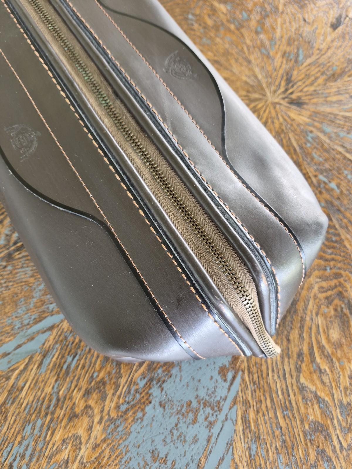 Vintage Buxton Leather Dopp Kit Dark Brown Shaving Toiletry Travel Bag