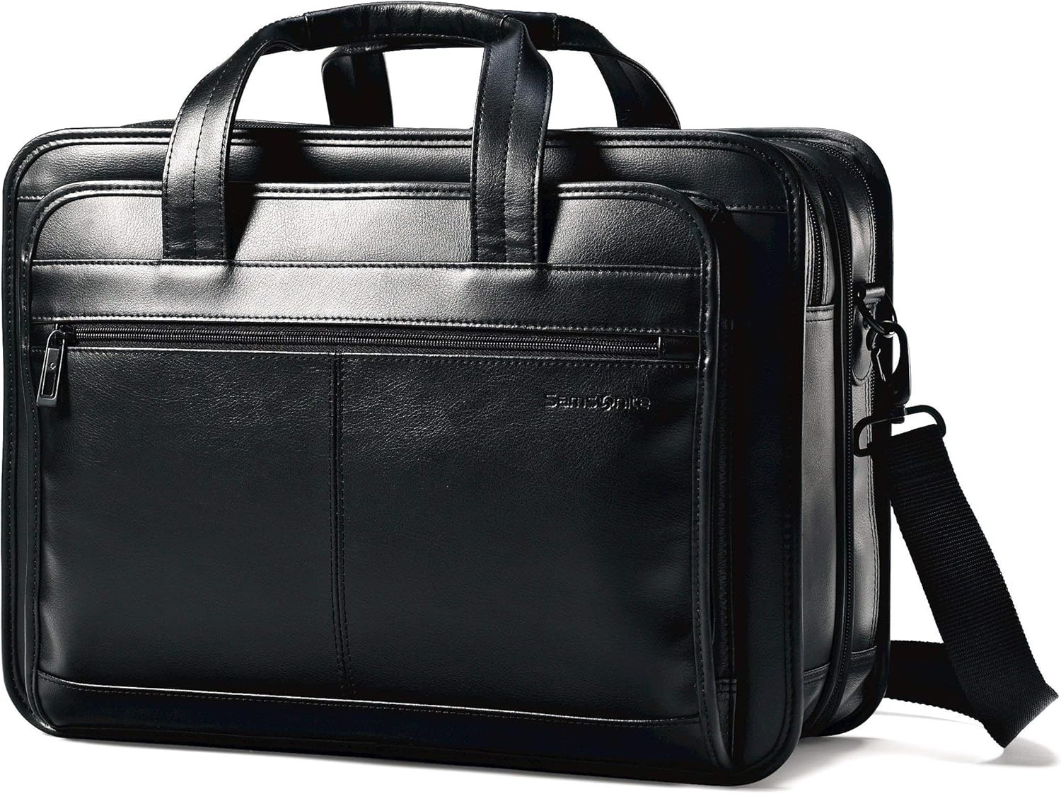 Sleek Black Leather Expandable Briefcase for the Modern Professional