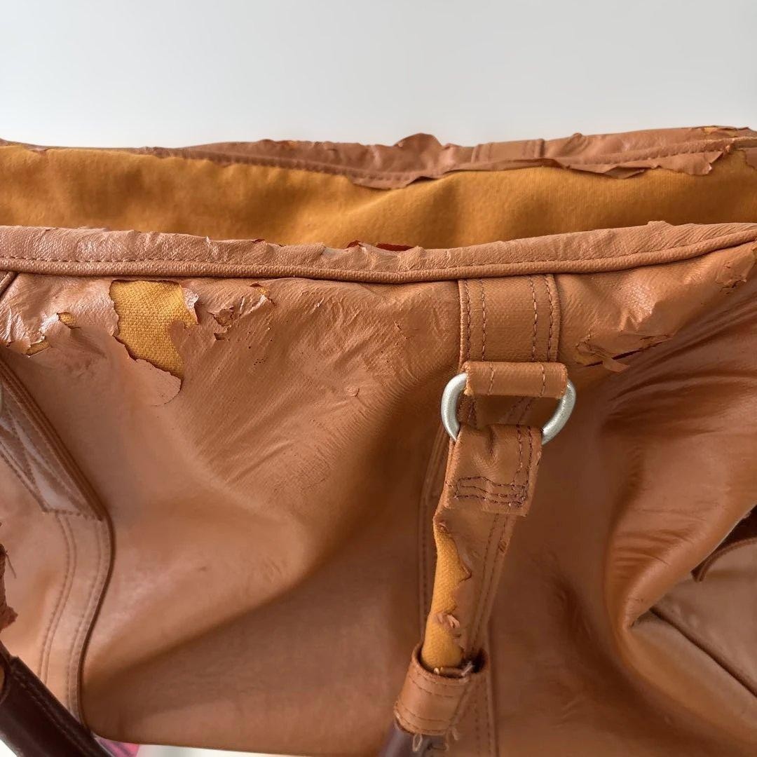Yoshida & Co. Porter Boston bag, damaged, camel color, synthetic leather