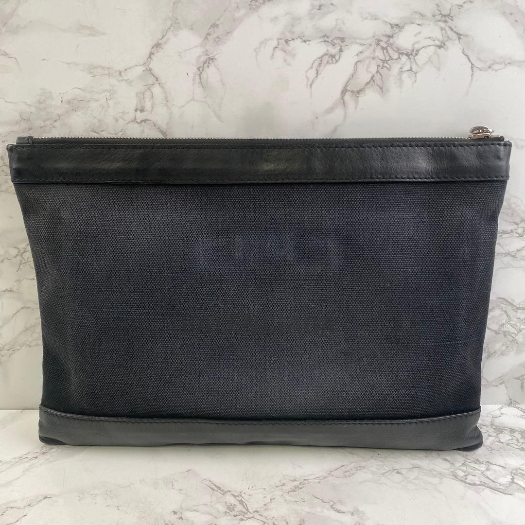BALENCIAGA Luxury Genuine Leather Canvas Clutch Bag 23×32cm black Gift Ready