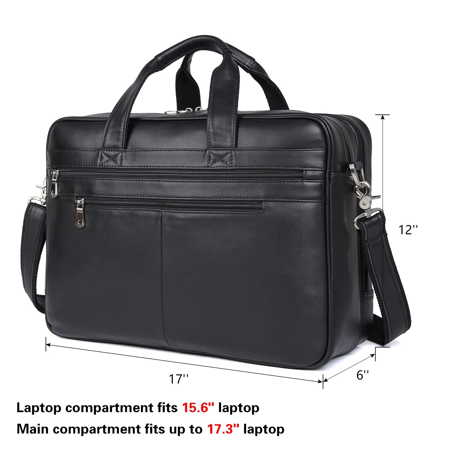Polare 17” Full Grain Leather Professional Briefcase Work Bag Business Case …