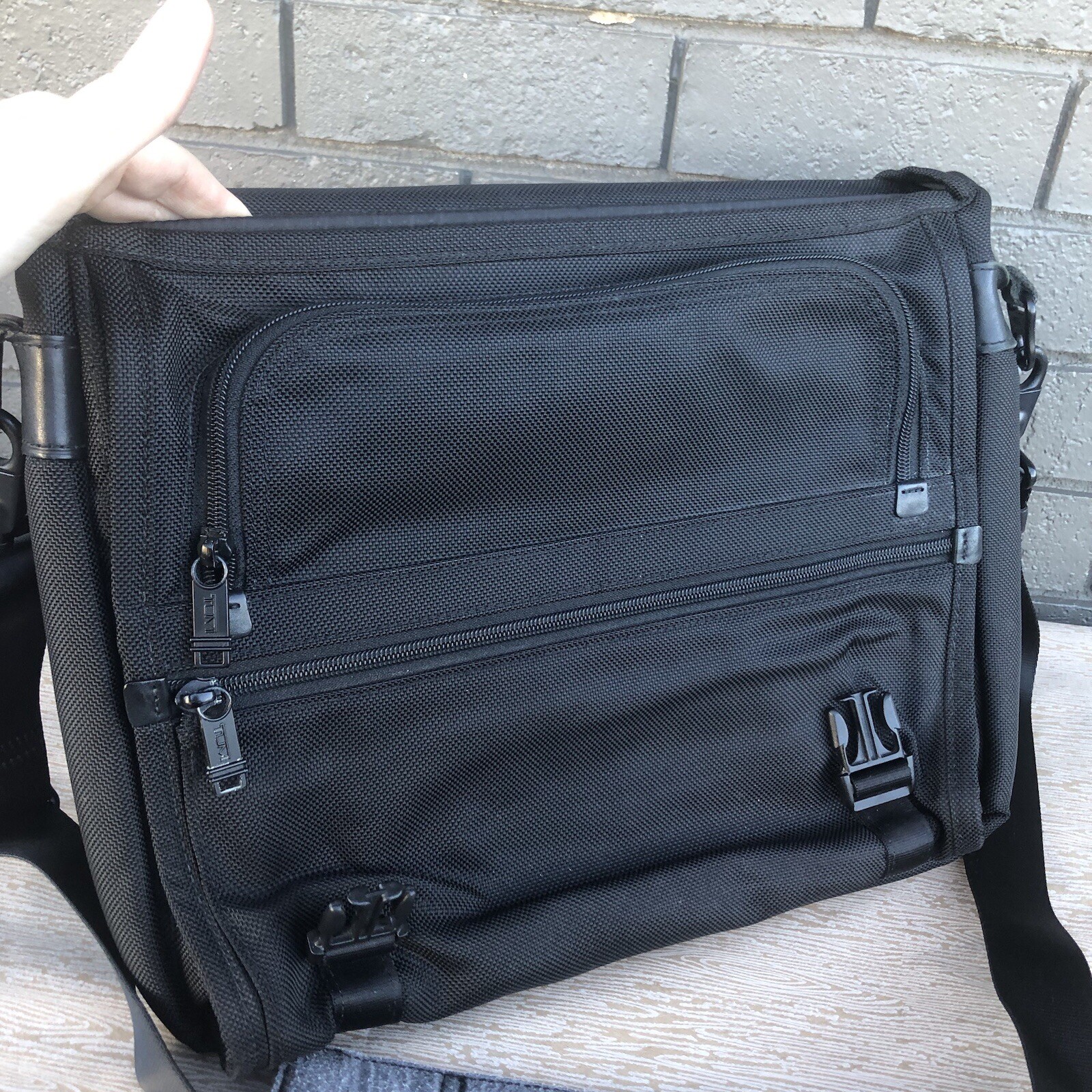 Tumi Shoulder Crossbody Polyester Bag Computer Black 26159DH Some Wear See Photo