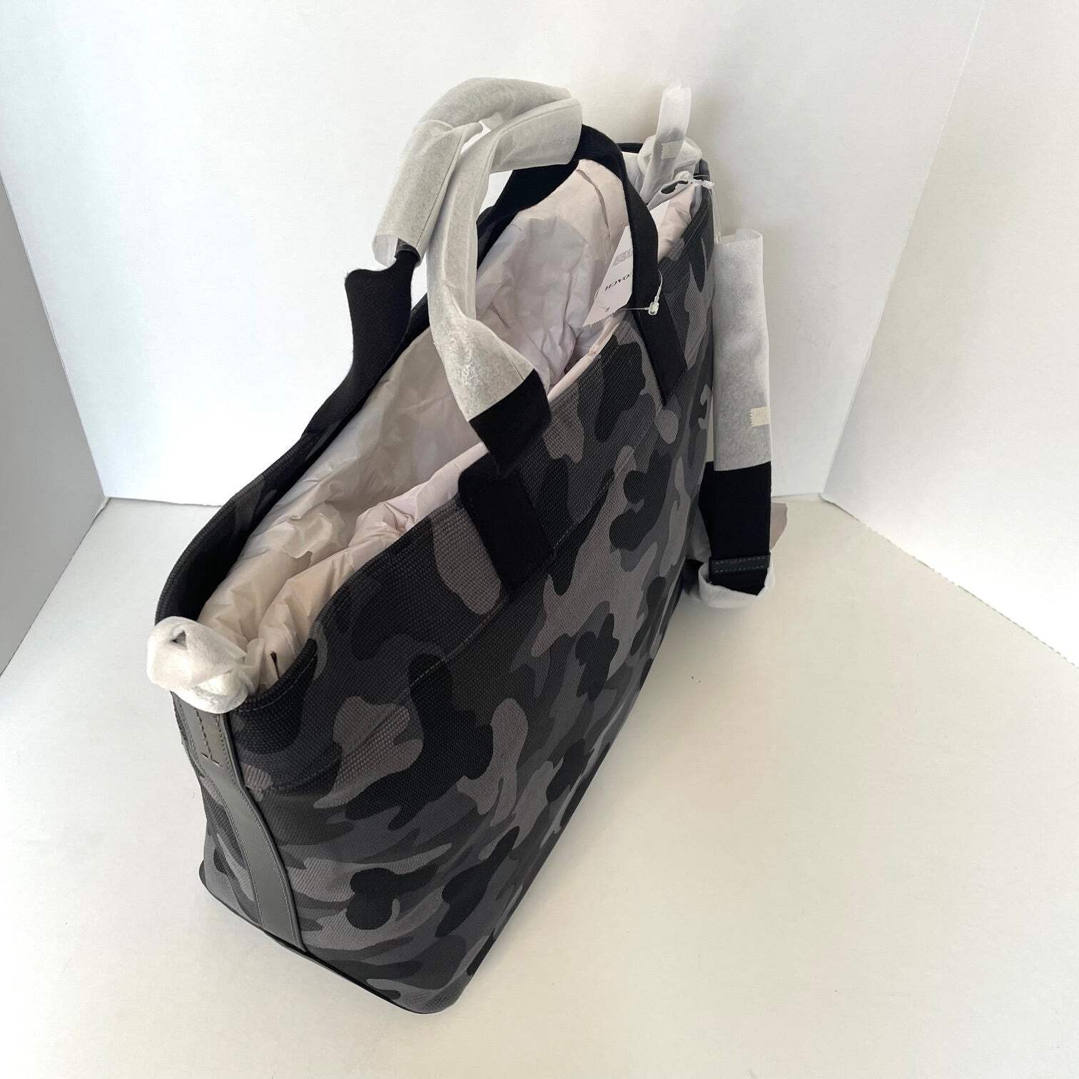 Coach Tote 38 CY805 Large Gray Camo Canvas Leather Carryall Shoulder Bag