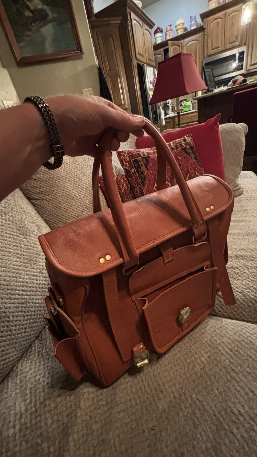 MaheTri Genuine Leather Briefcase Messenger Bag 16” Brown NEW Buffalo Leather