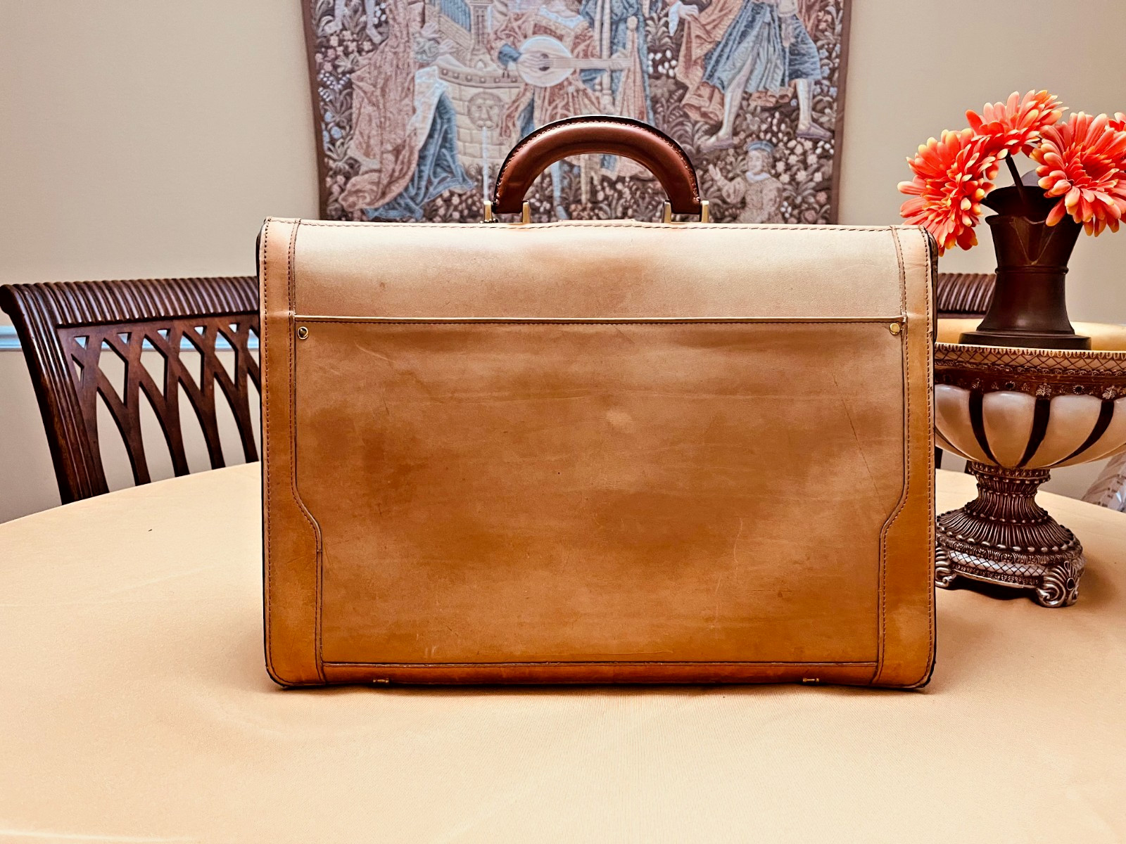 SCHLESINGER BROTHERS Tan Heavy Leather Briefcase / Lawyer Bag – Made in USA