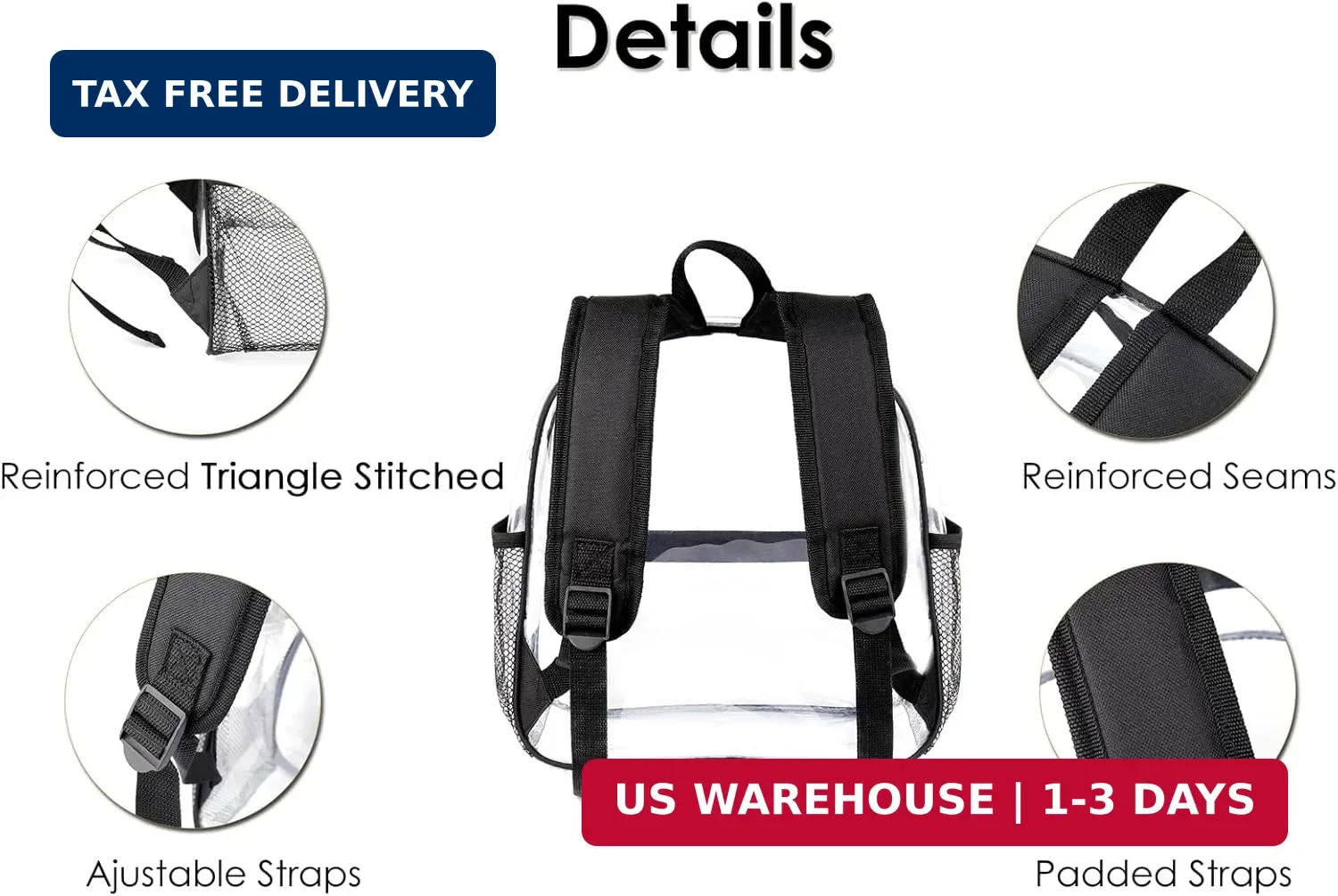 Keepcross Stadium Approved Clear Backpack 12x6x12 – Mini Clear Bag for Stadium E