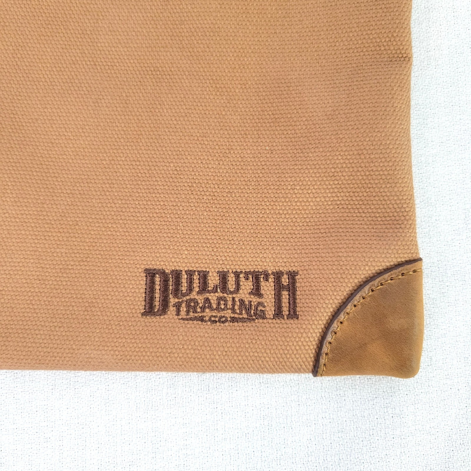 Duluth Trading Co Brown Fire Hose Canvas Zipper Pouch Leather Corners 8.5″x7.5″