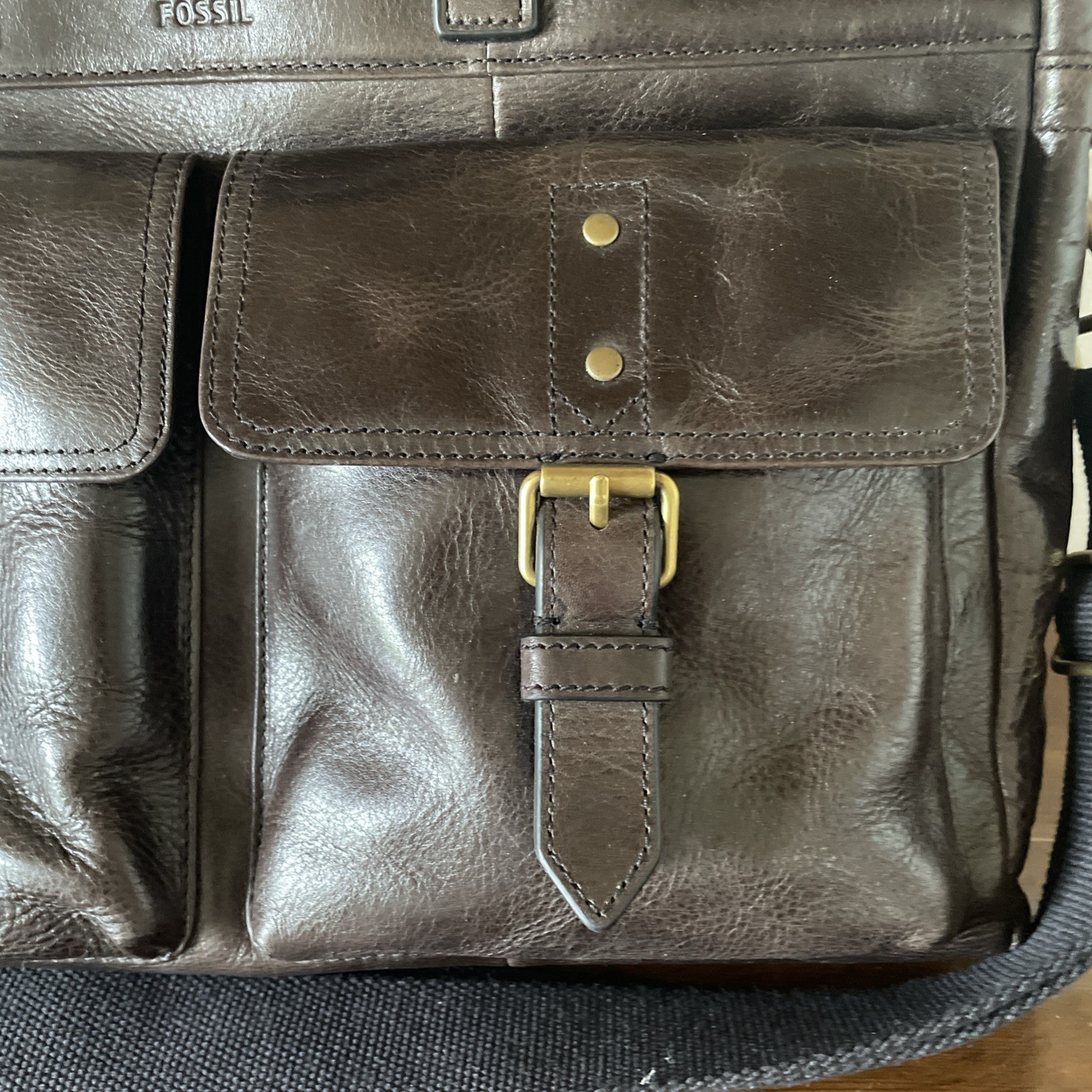 Fossil Buckner Brown Leather Messenger Bag Laptop Briefcase 16” Crossbody Unused