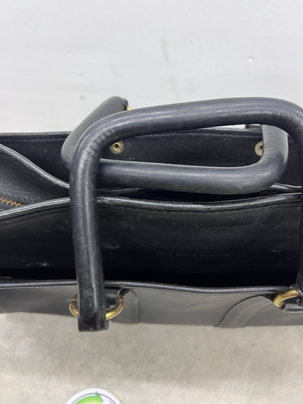 Schlesinger SADDLE BLACK LEATHER LAPTOP SHOULDER BAG~No Shoulder Strap Zip Top
