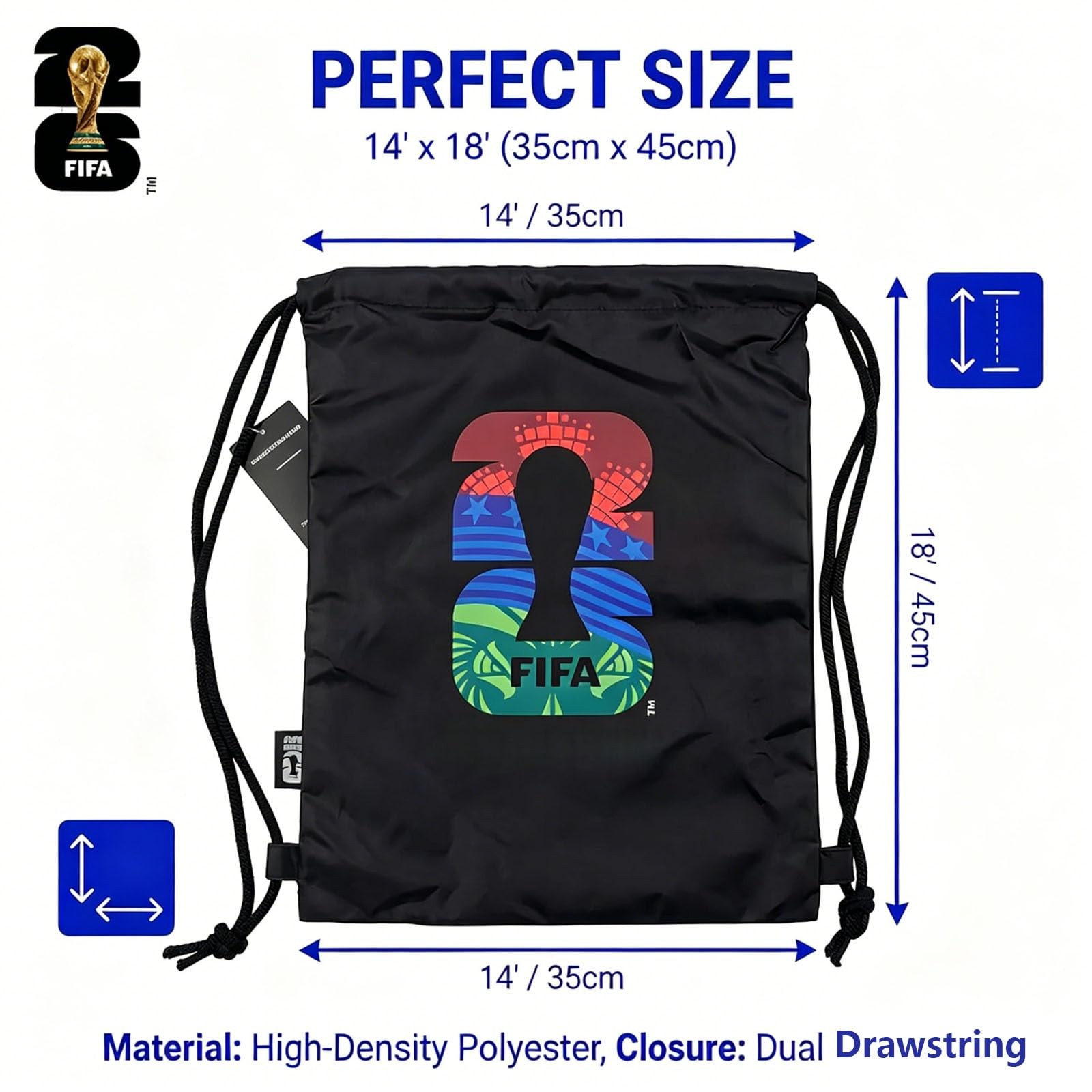 FIFA World Cup 2026 Drawstring Bag, Sports Gym Sackpack, Storage Backpack Por…