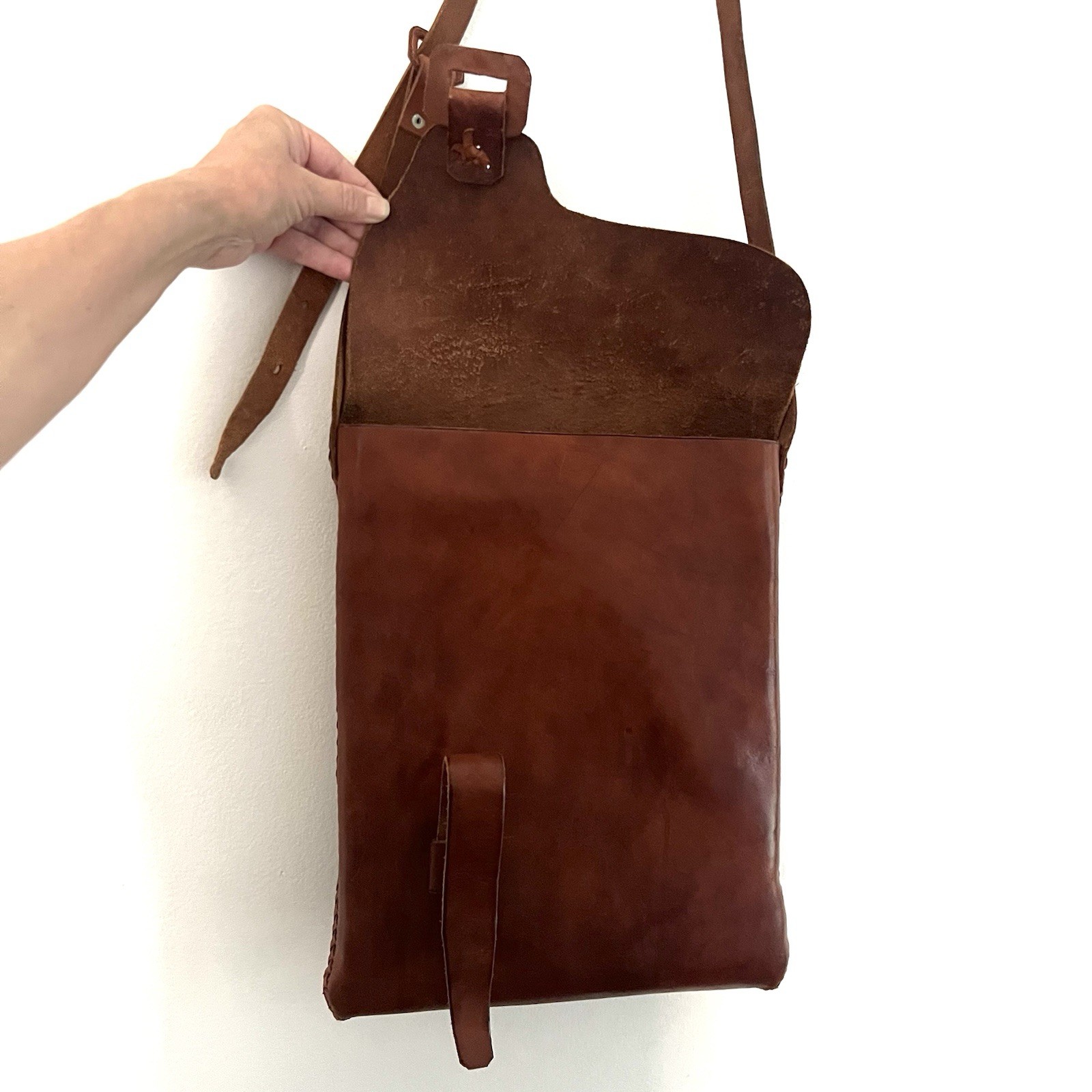 Vintage Large Brown Leather Hide Handmade Computer Satchel Bag