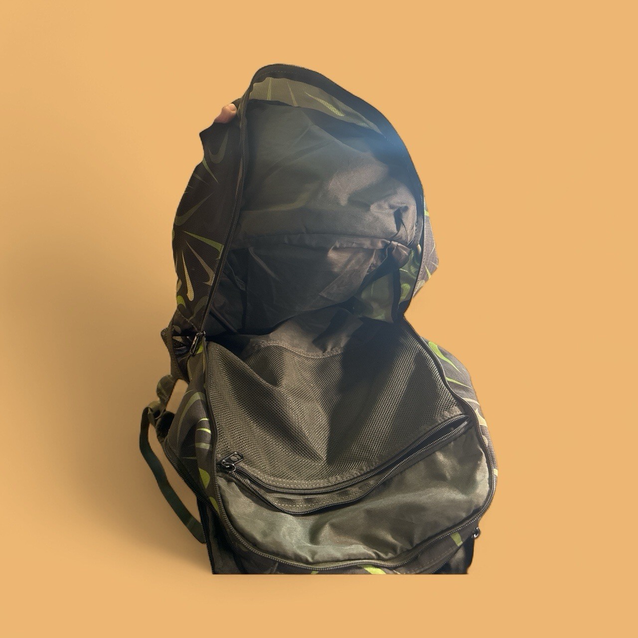 Nike Backpack Black Green Gray Multi Swoosh Print School Travel Bag EUC