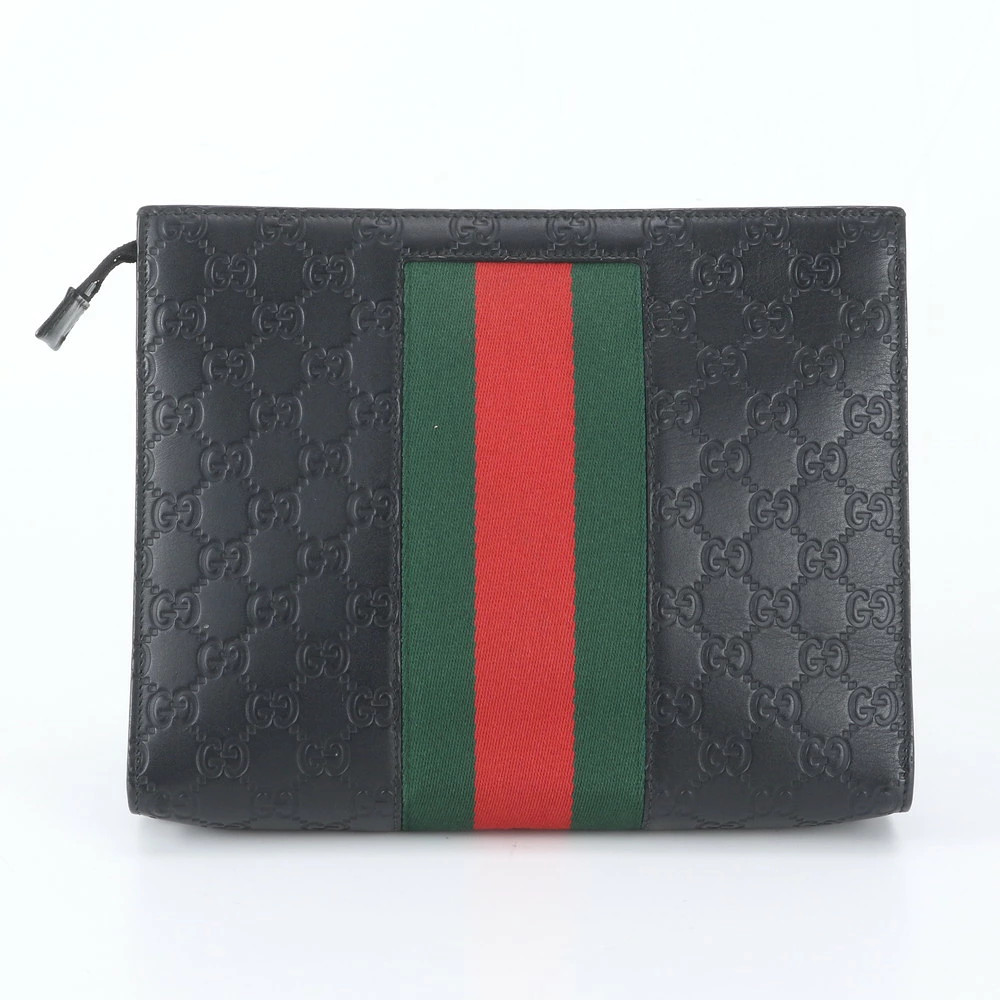 Gucci Guccissima Web Sherry Line 475316 Leather Clutch Bag Pouch