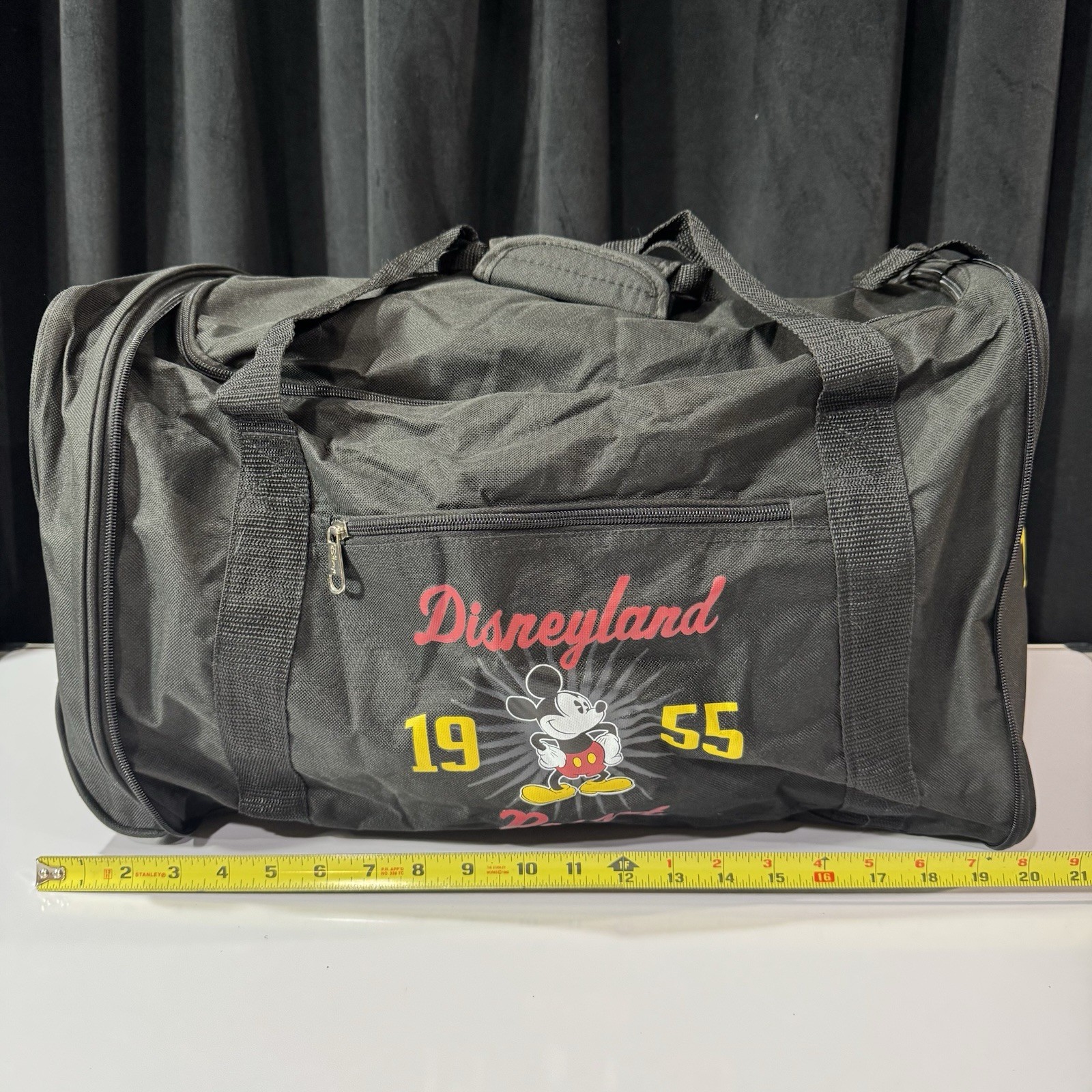 Disneyland Resort 1955 Mickey Mouse Black Collapsible Duffle Bag No Tags