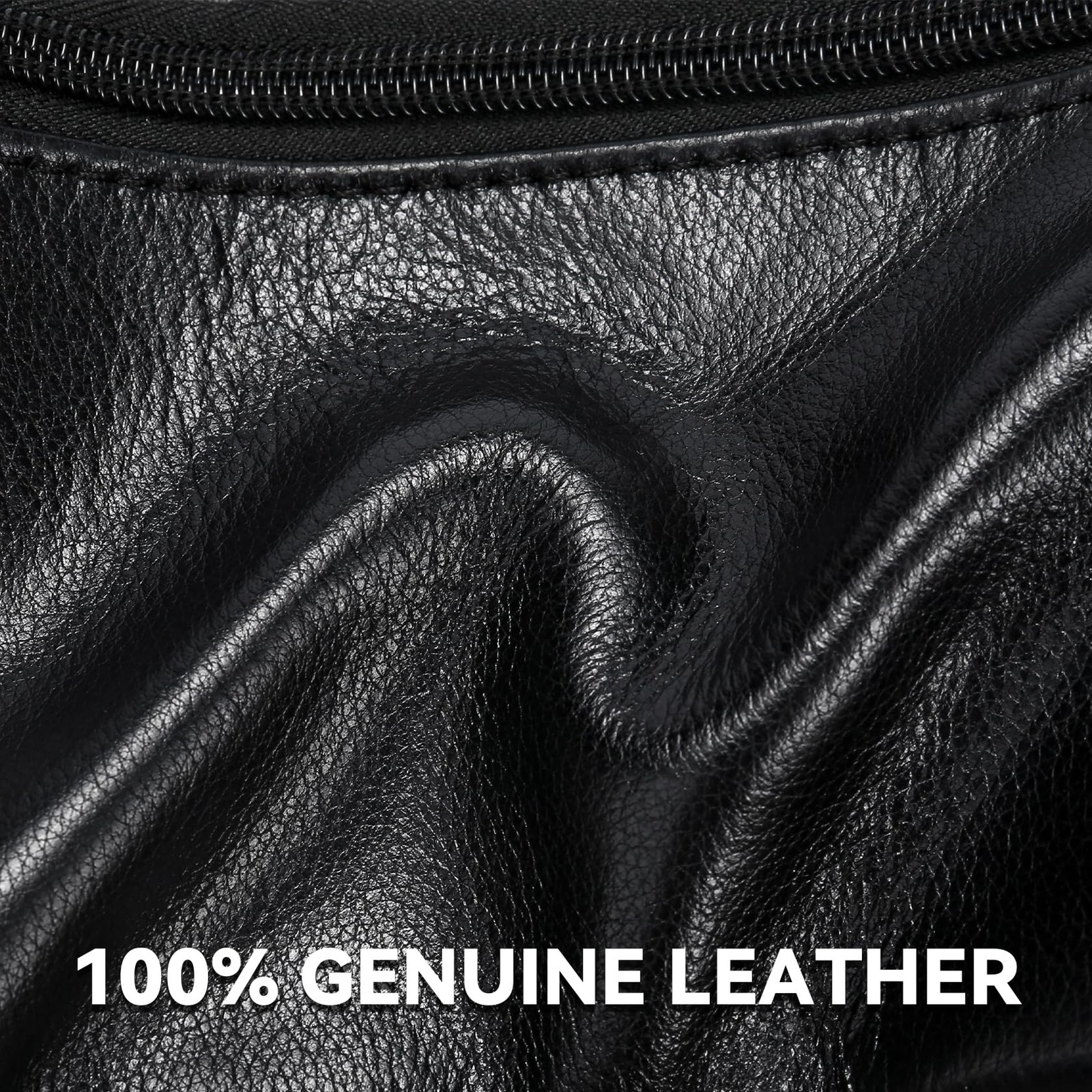 Black Leather Fanny Pack for Men & Women, Free Size, 810#black