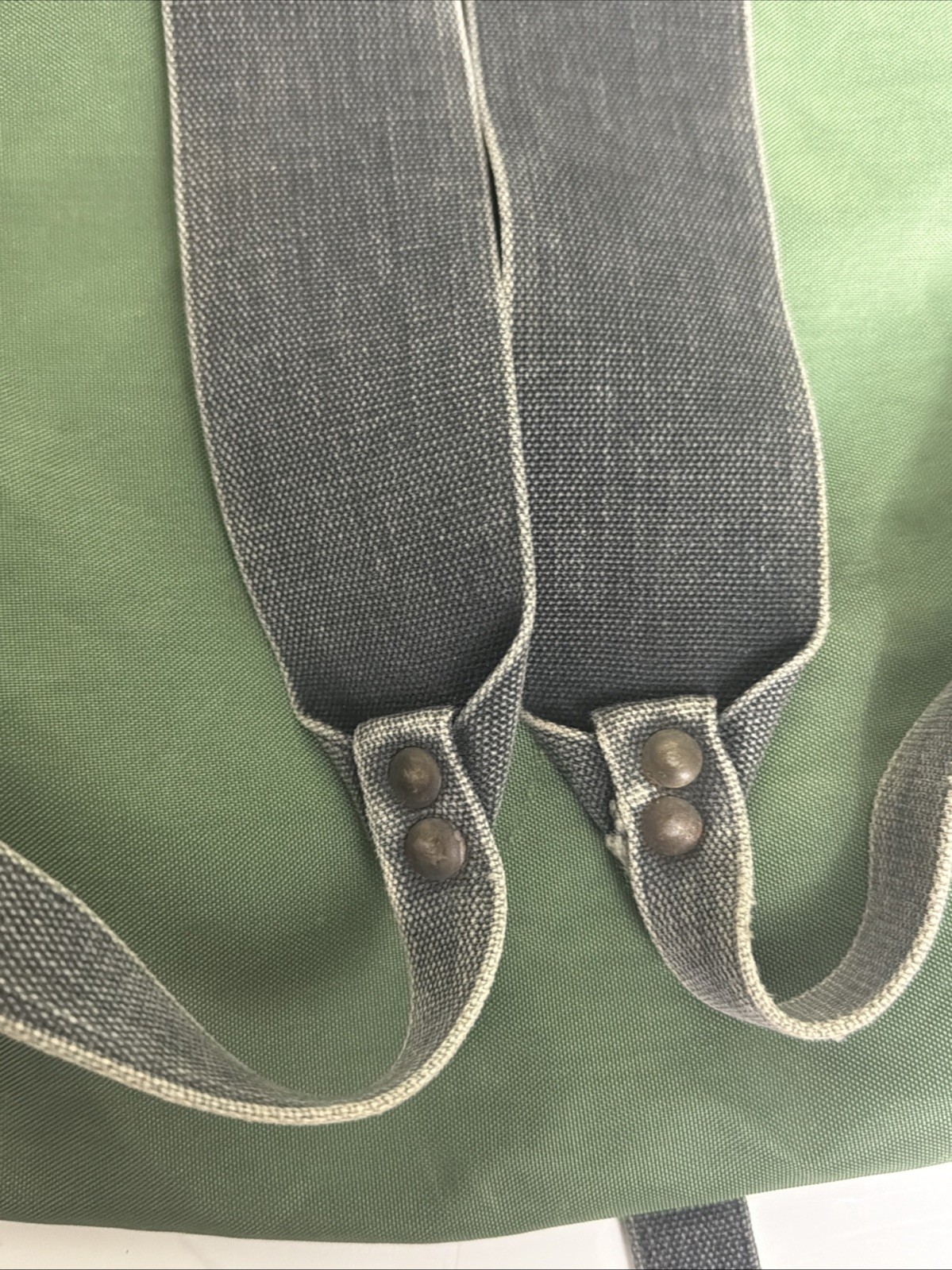 Vintage Small Green Hiking Rucksack Nylon Leather Cotton 16x16x4