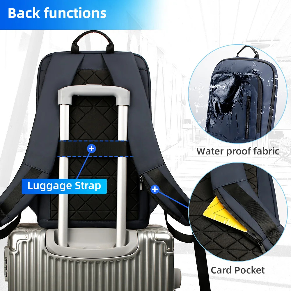 HK Backpack Men 15.6″ Laptop USB Charging Waterproof Business Travel Bag