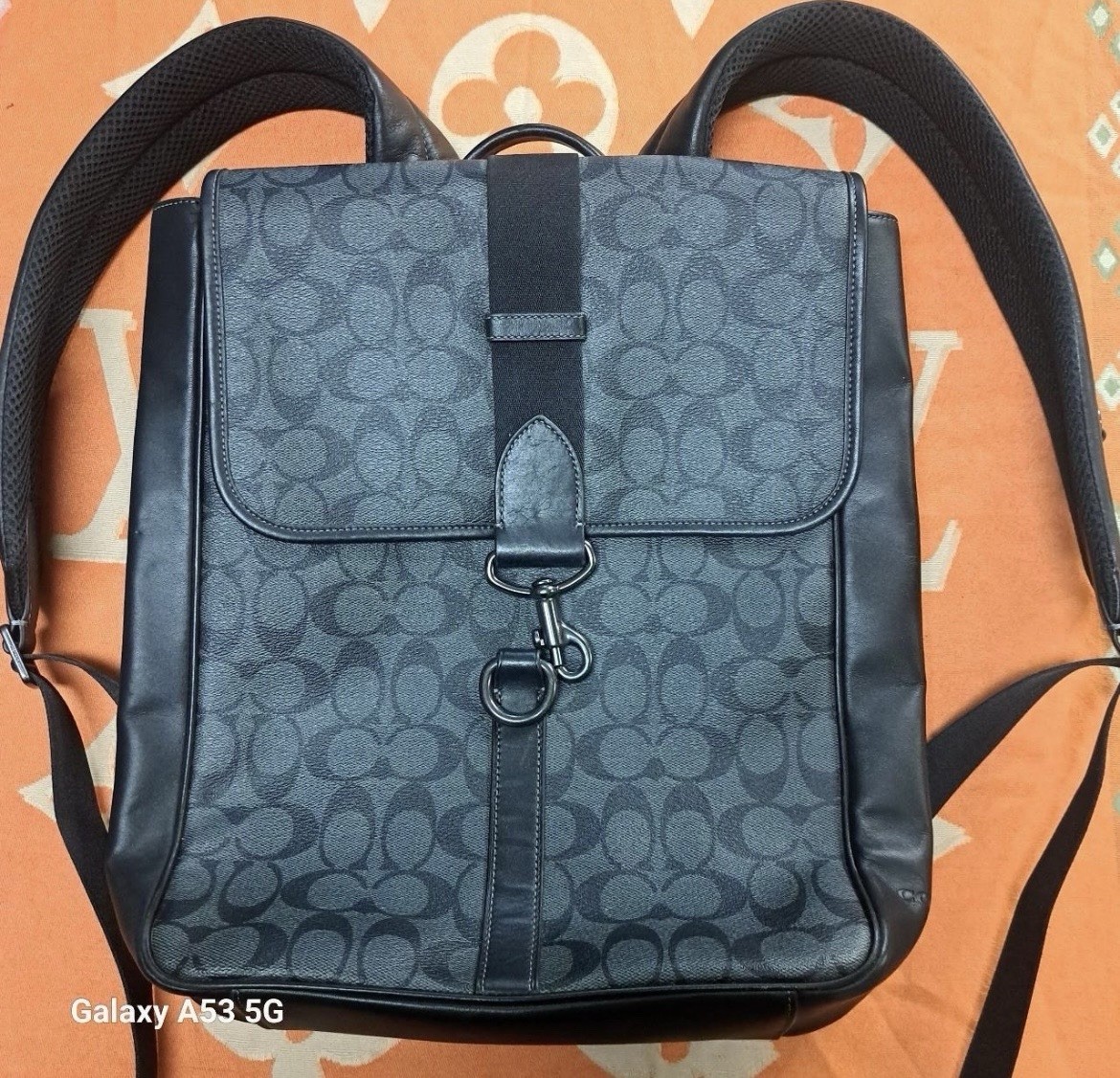 COACH Gunmetal/Charcoal, BLAINE BACKPACK IN SIGNATURE CANVAS/leather CJ575