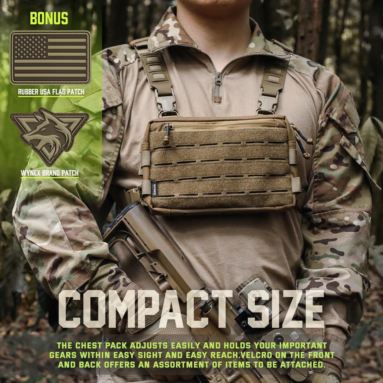 Tactical Chest Rig Pack for Men Running Chest Bag with Front Loop Airso…