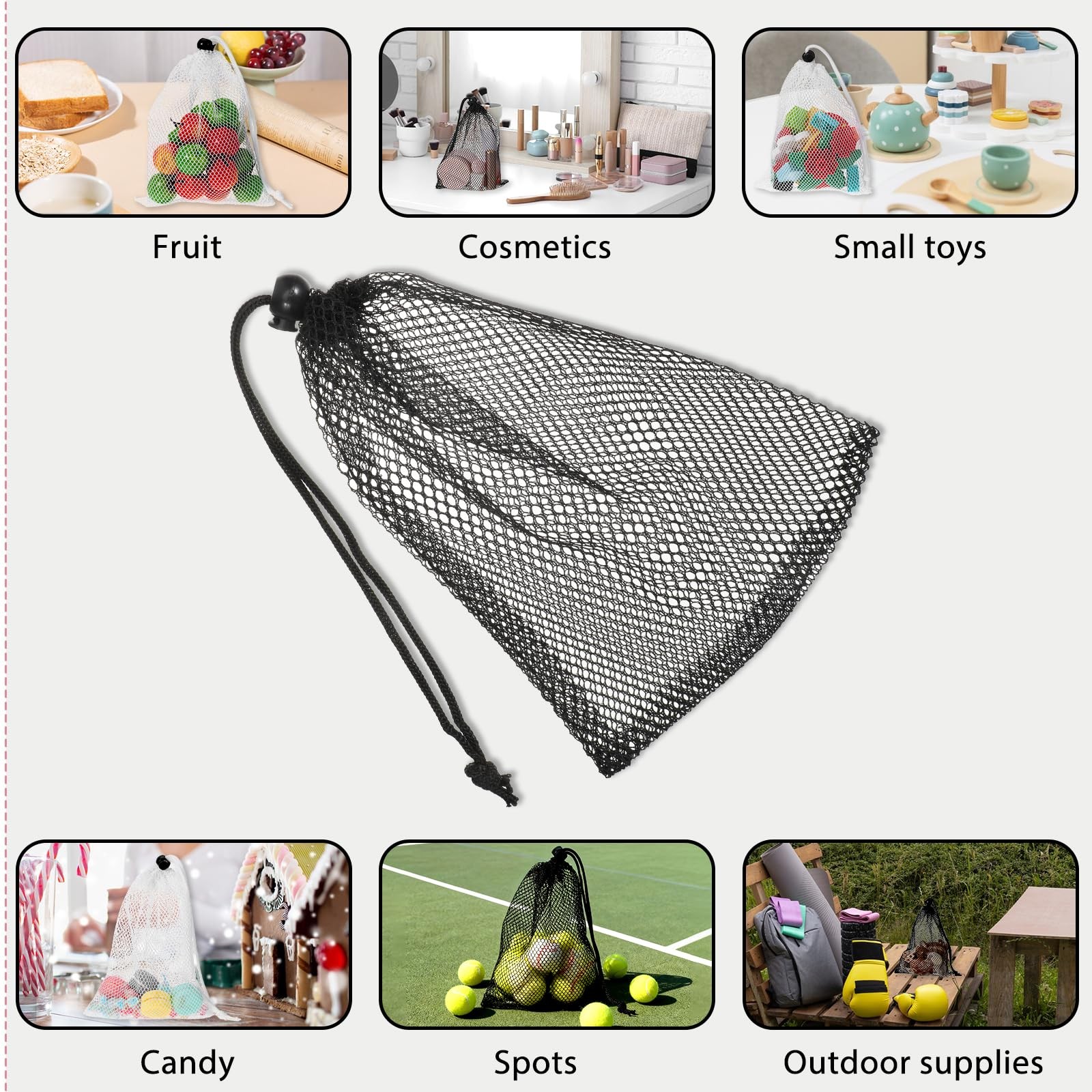 6 Pcs Small Mesh Drawstring Bag, 6 X 8 Inch Polyester Mesh Storage Bags Mini