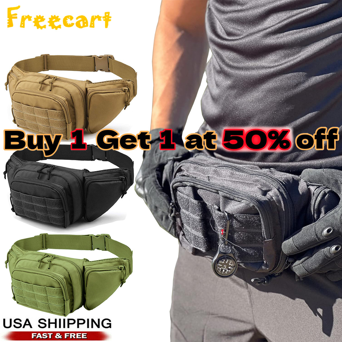 Tactical Waist Fanny Pack Phone Pouch Military Outdoor Camping Hiking Belt Bag