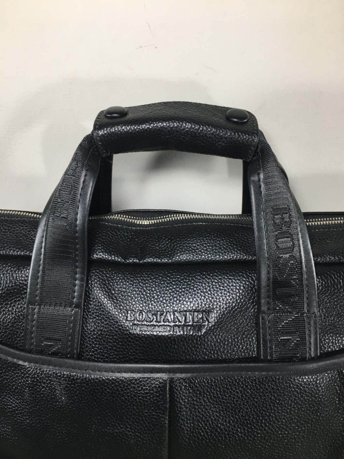 Retro Bostanten Royal 14″ Leather Briefcase Laptop Computer Black Shoulder Bag