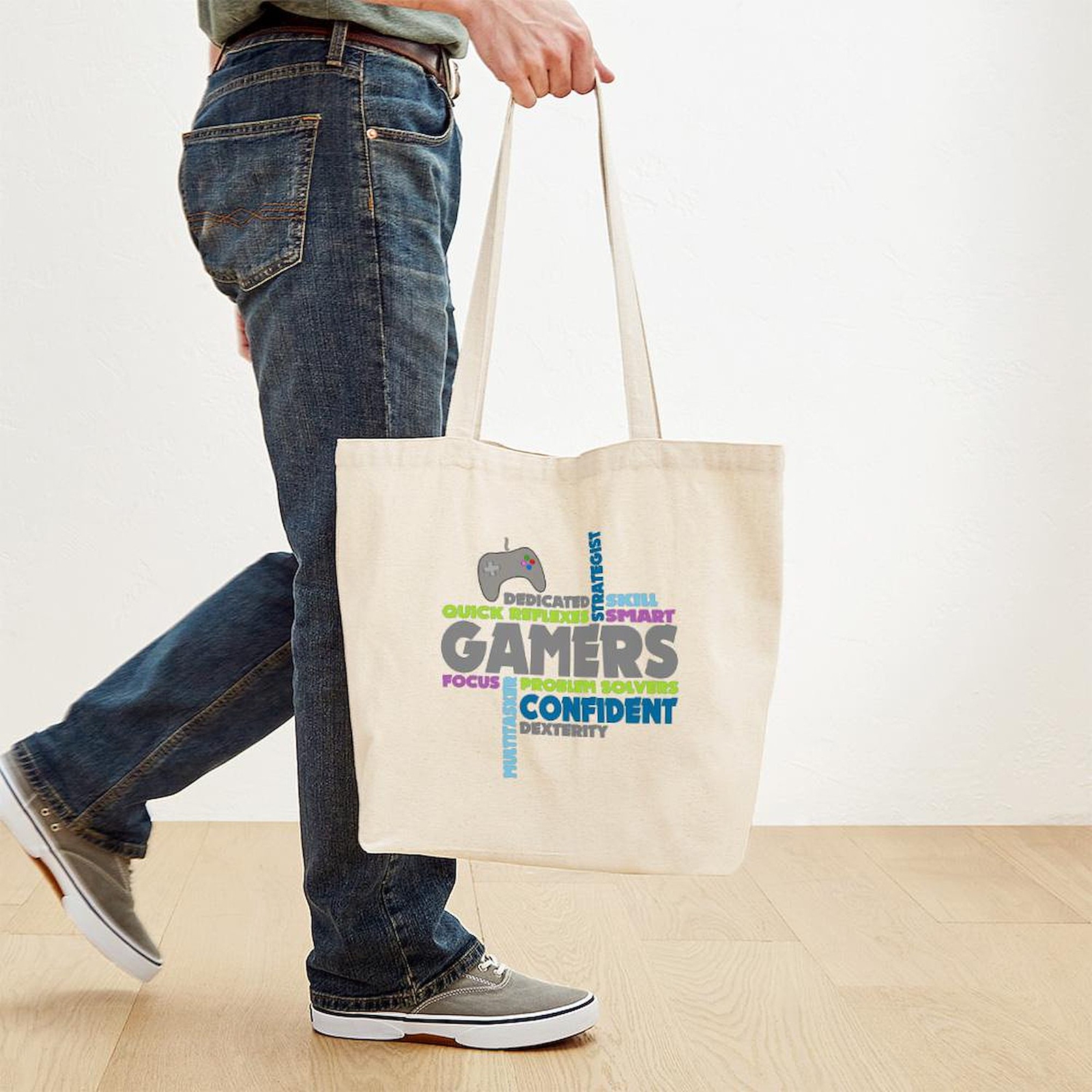 CafePress Gamers Natural Canvas Tote Bag, Cloth Shopping Bag (1152093400)