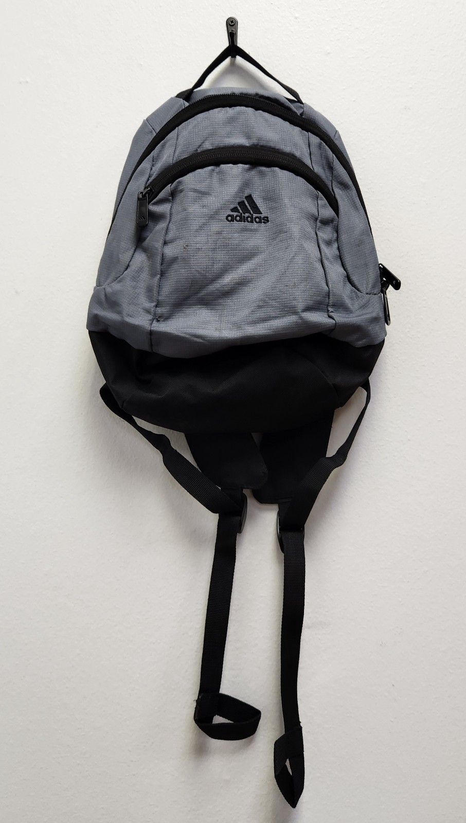 Adidas Mini Backpack Two Tone Gray Black Small Bookbag Travel Gym Pouch