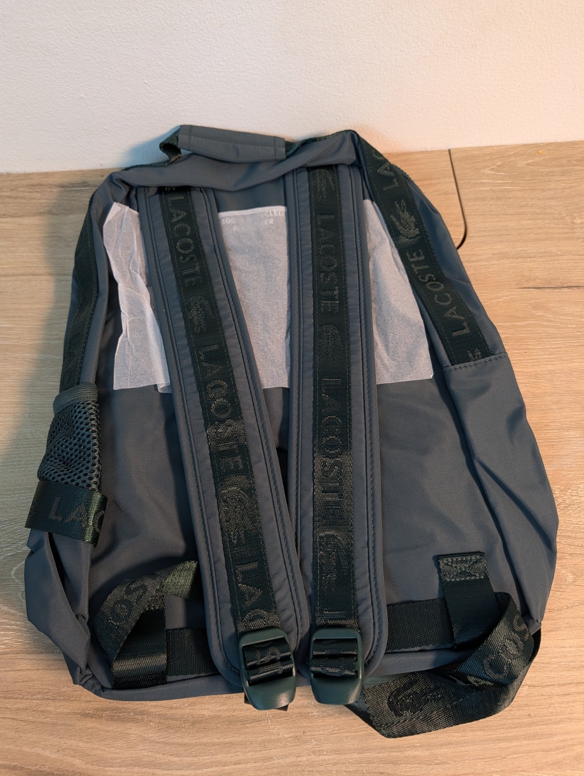 RARE Lacoste 2 In 1 2in1 100% Recycle Backpack With Pouch Green Polyester Bag