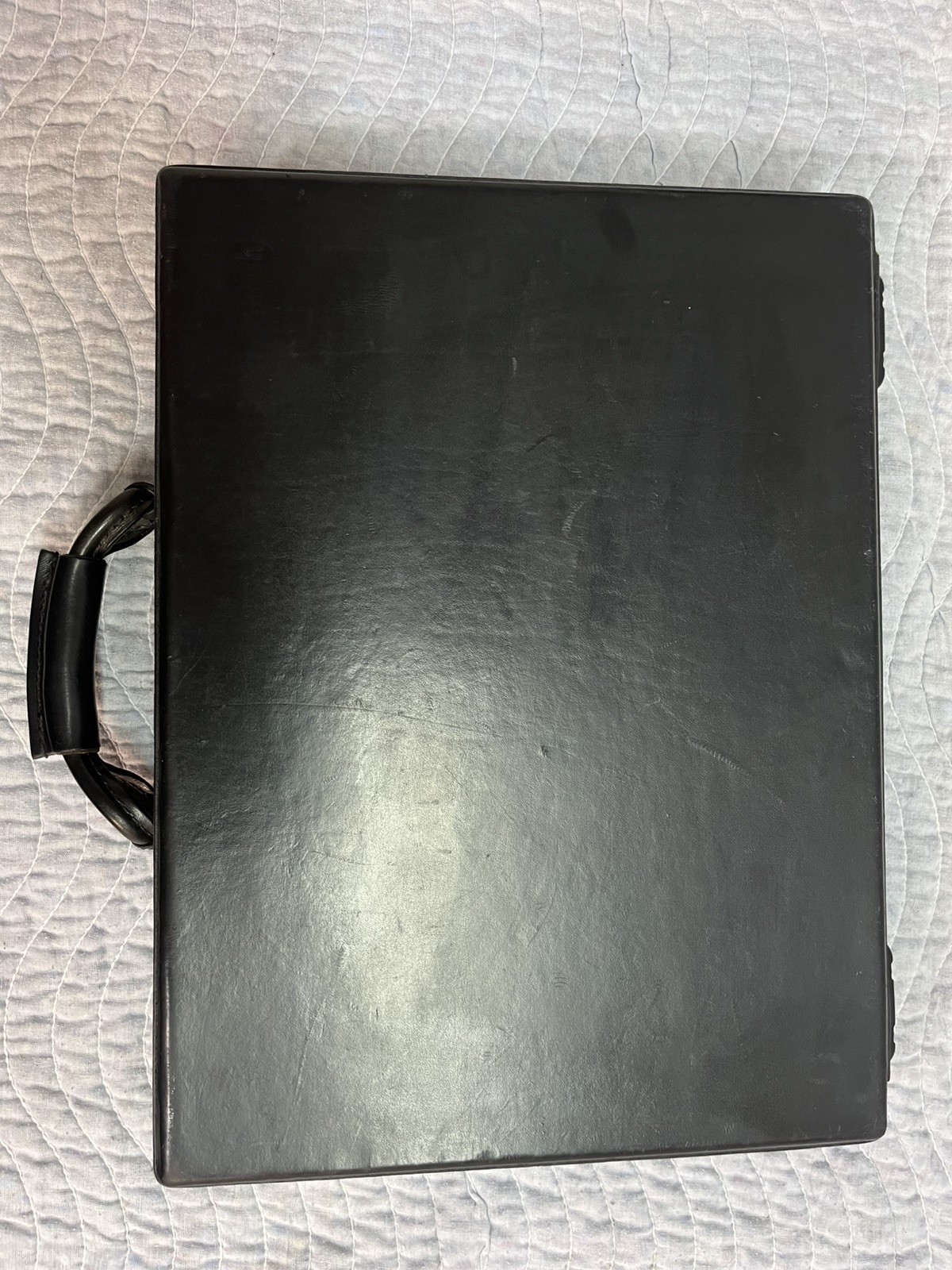 Hartmann Black Leather Hard Side Wood Box Slim Attaché Briefcase