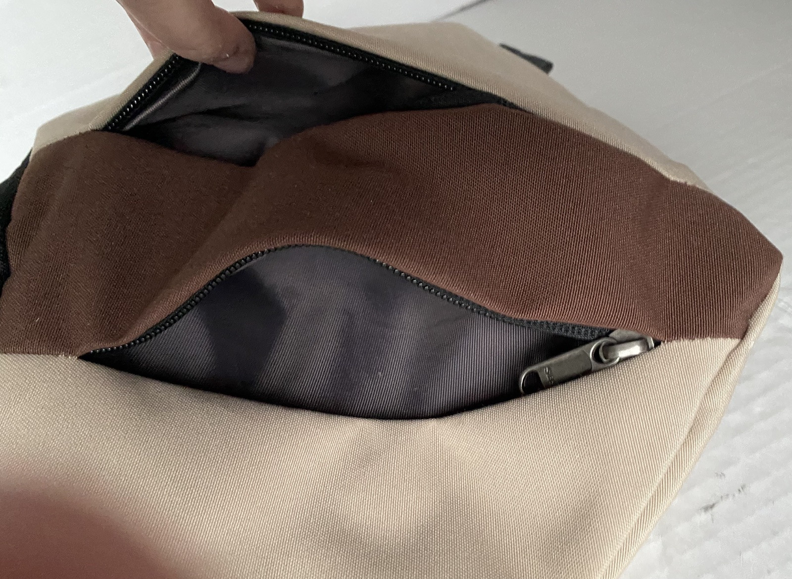 Peak Carry Sling Bag Sling or Shoulder Carry Tan Brown Flat