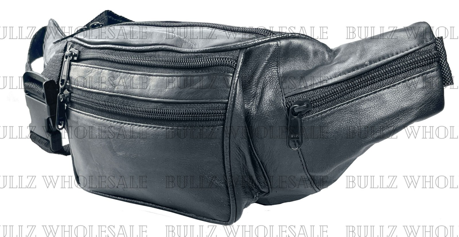 Bullz Lambskin Leather Medium Fanny Pack Travel Organizer Waist Bag