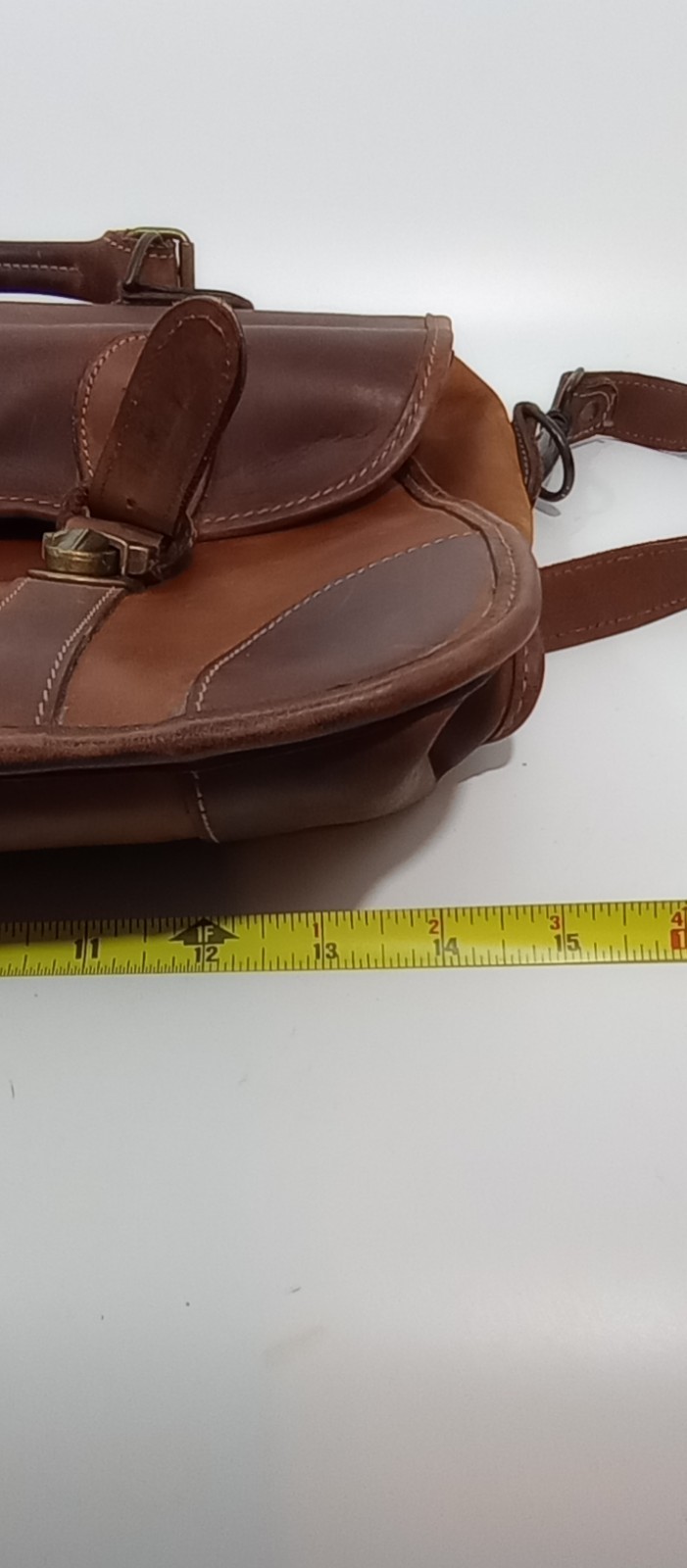 Vtg SCHLESINGER Full Grain Cowhide Brown Leather Briefcase Attache Bag Messenger