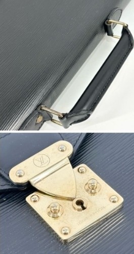 Louis Vuitton Black Epi Briefcase Document Case Push Lock Top Handle with Key