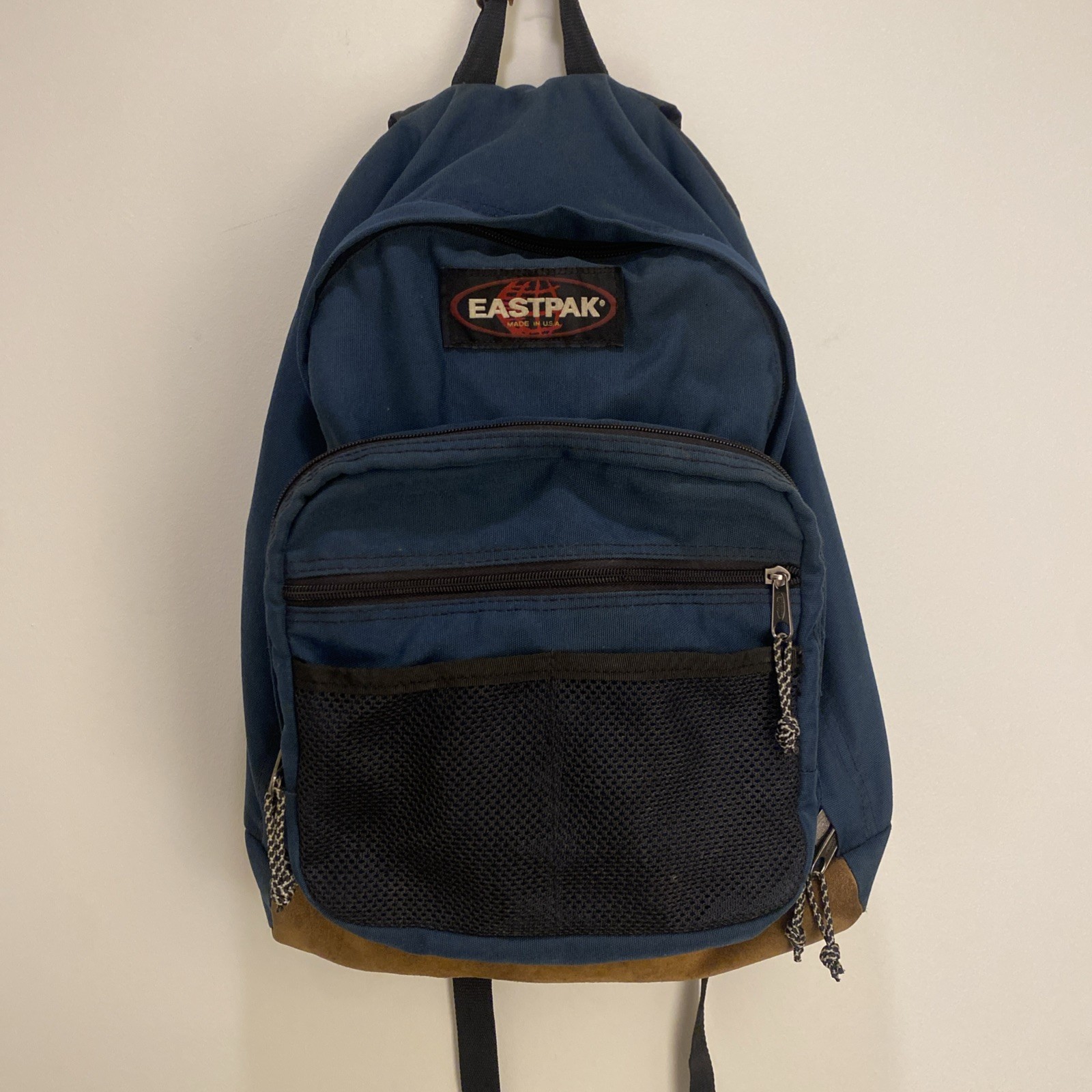Vintage Eastpak Made in USA Suede Blue Sling Backpack