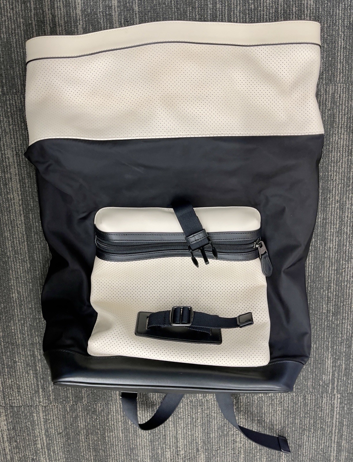 COACH F56662 Explorer Back Pack Perforated Mixed Materials Chalk/Black