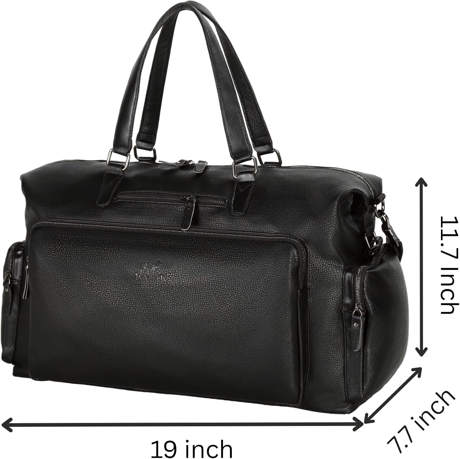 Vegan Leather Duffle Bag with Shoe Compartment & Laptop Sleeve for Travel