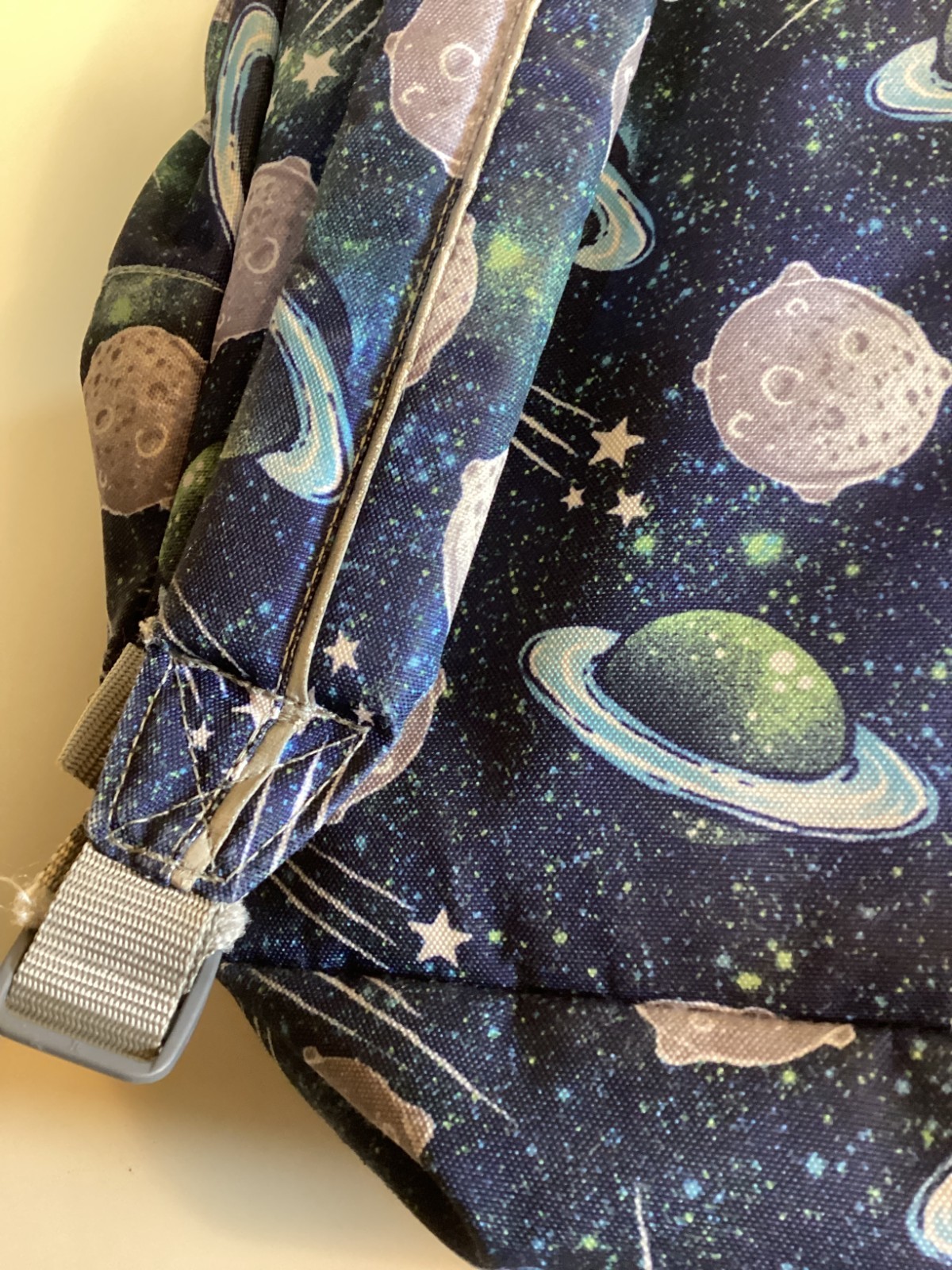 LL Bean Vintage Space Backpack Navy Blue with Planets and Stars, Many Pockets