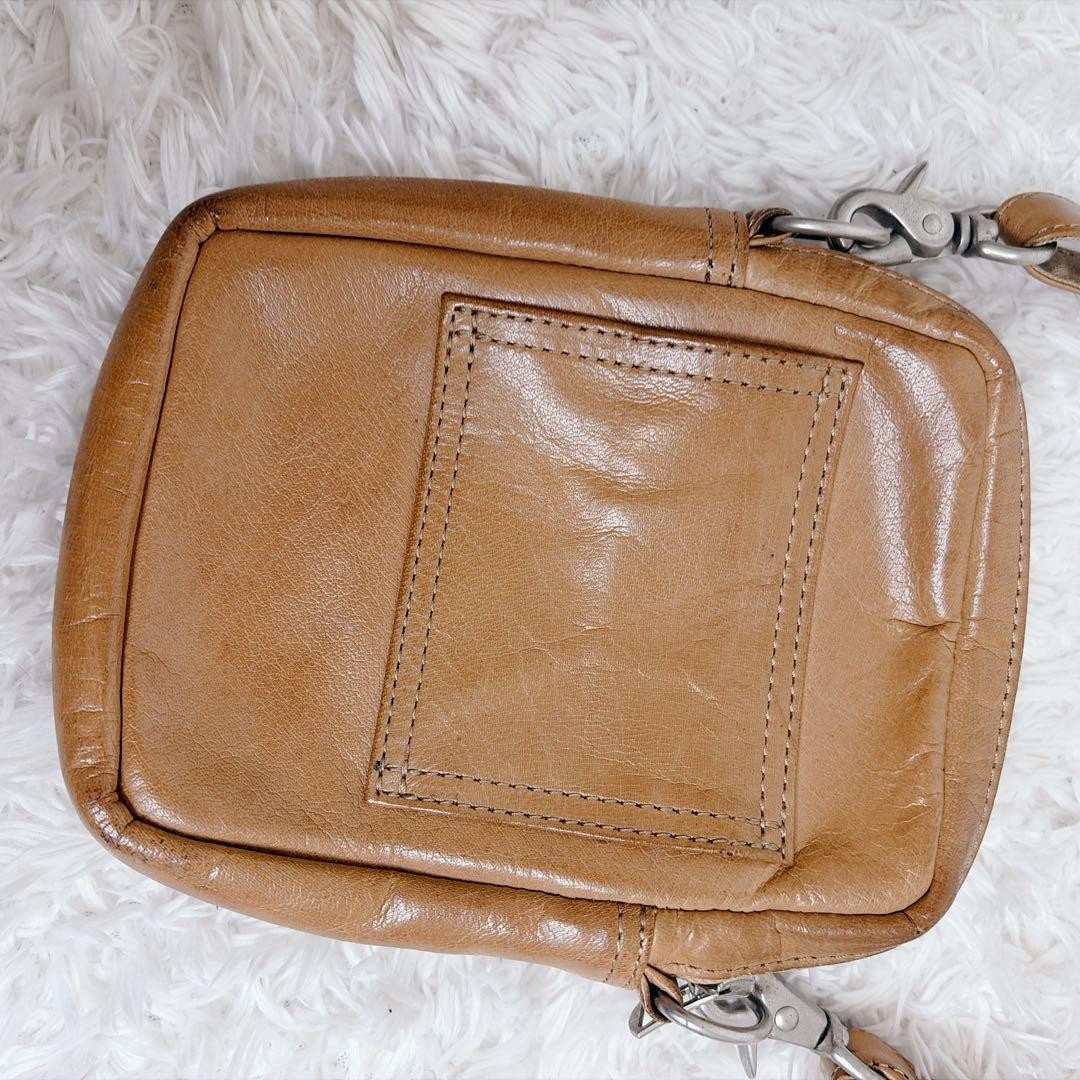 Authentic PORTER 吉田カバン レザー ミニショルダー バッグ 11cm x 15cm Black Brown