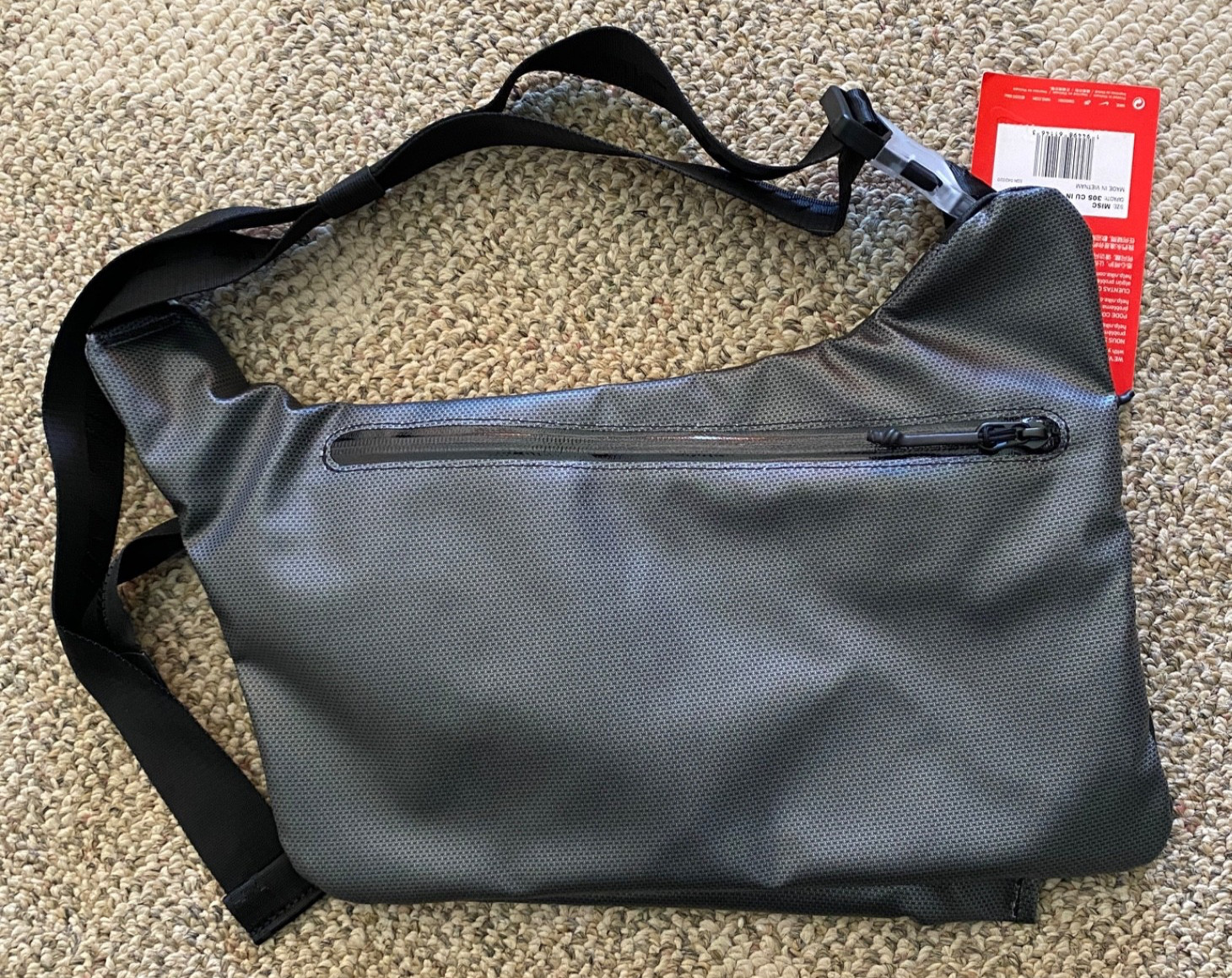 NNike Shield Weather Resistant Sling Bag Gray Small Approx. 15” X 8.5″