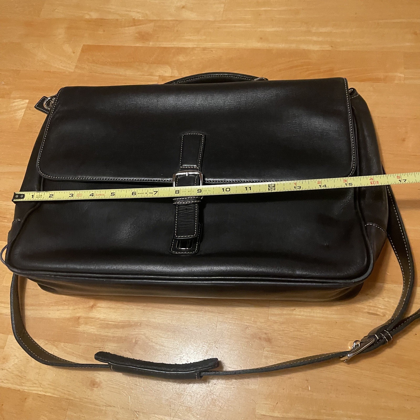 COACH Black Leather Briefcase Laptop Messenger Bag Single Handle w/ Strap VTG
