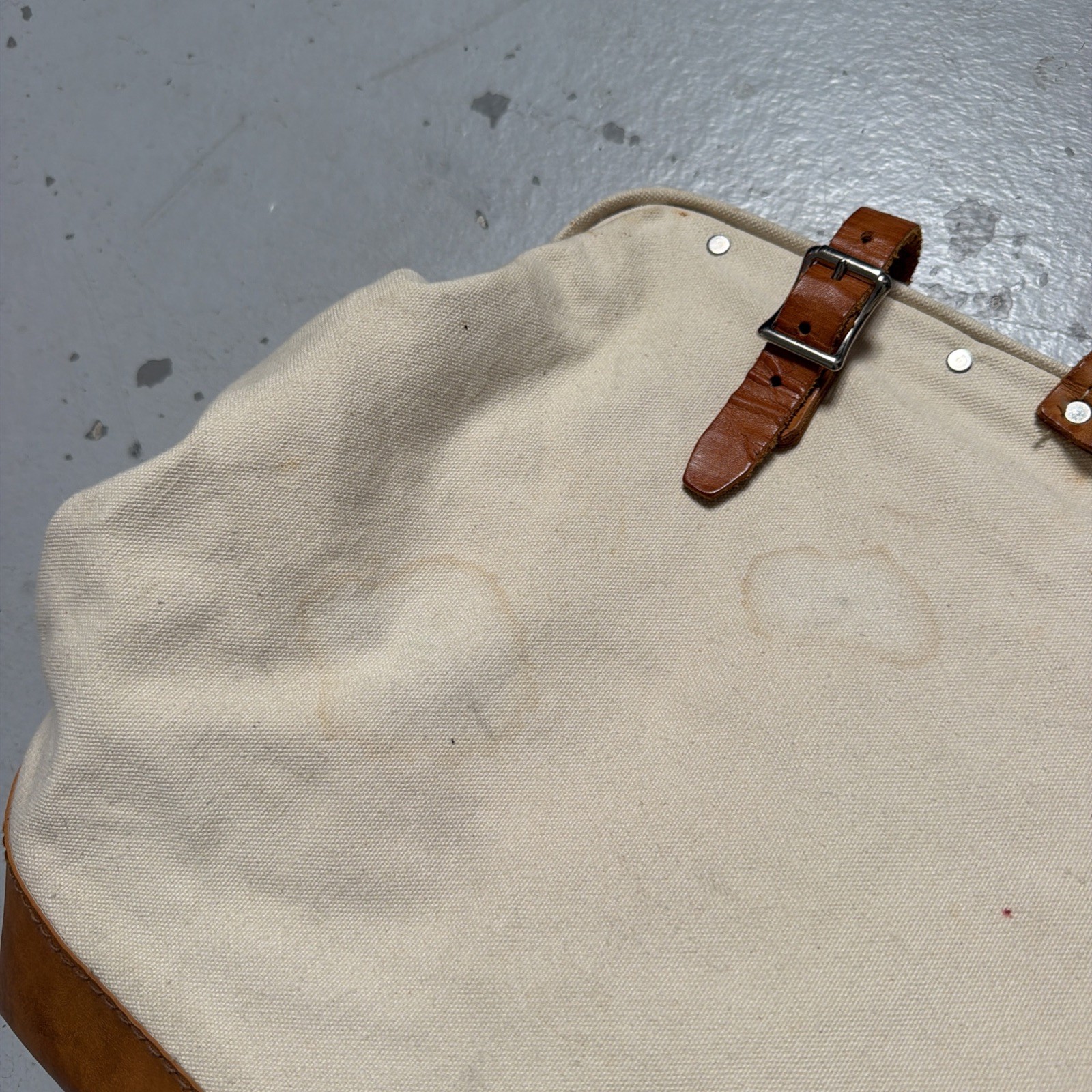 Vintage Brookstone Canvas Leather Lineman Tool Work Ranch Bag Made In USA