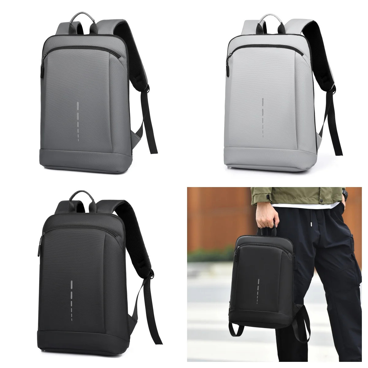 Mens Waterproof Backpack Slim 15.6 Laptop Bag Lightweight Business Travel Black