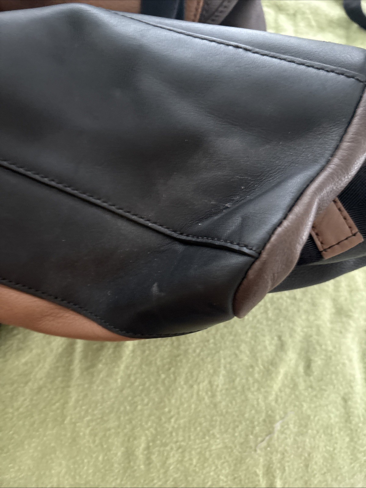 Coach Men’s Thompson Backpack Brown And Black Leather Panels Drawstring