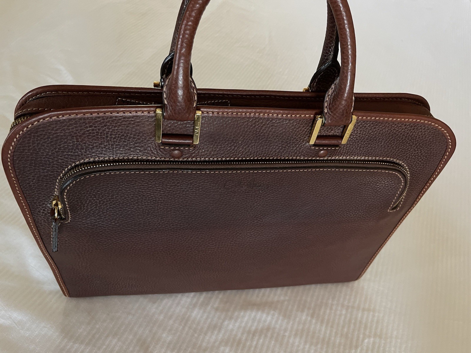Cole Haan Collection Special Edition Drop Handle Laptop Clutch,saddle Tan, Mens