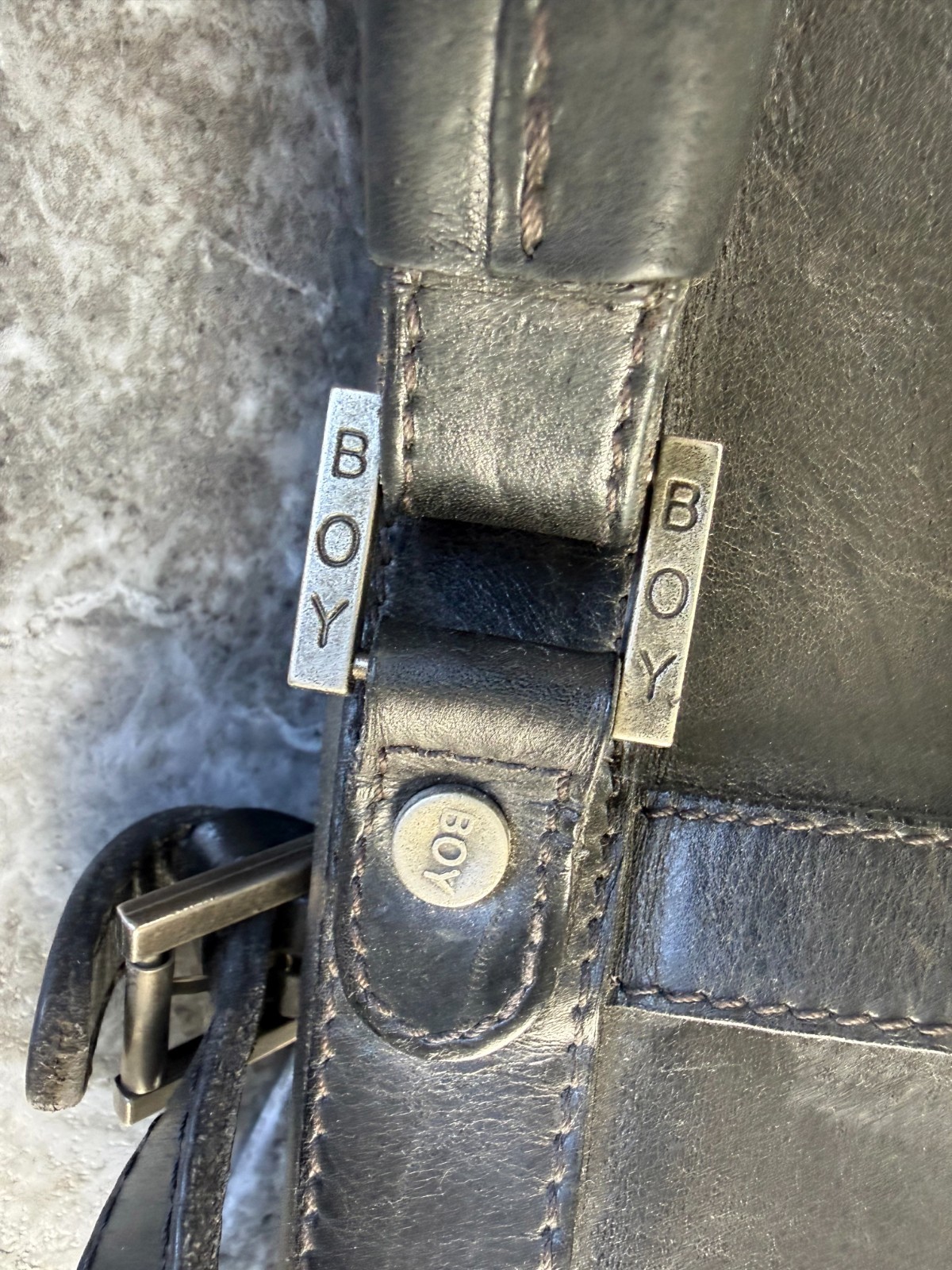 BOY London *RARE* Black Leather Briefcase Shoulder Bag Vtg 80s MELROSE messenger