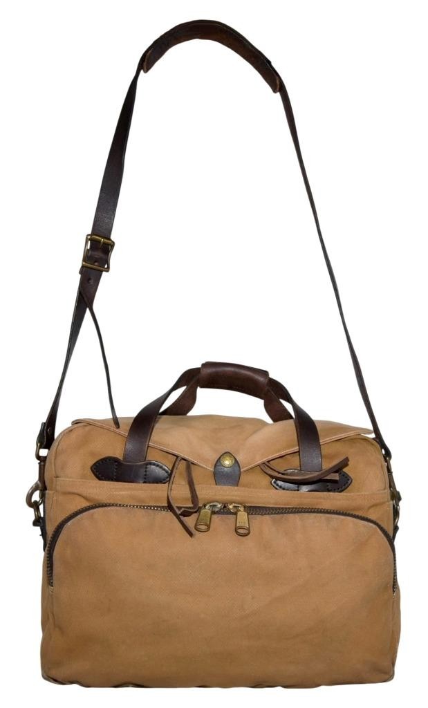 FILSON STYLE NO 258 RUGGED TWILL PADDED TAN COMPUTER BAG MESSENGER BAG OLD STOCK