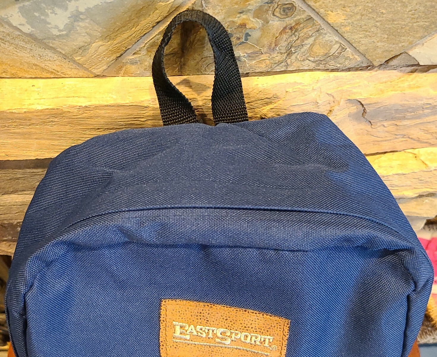 RARE! Vintage EastSport Blue with Leather Bottom Bookbag Backpack NWOT 16x10x5″