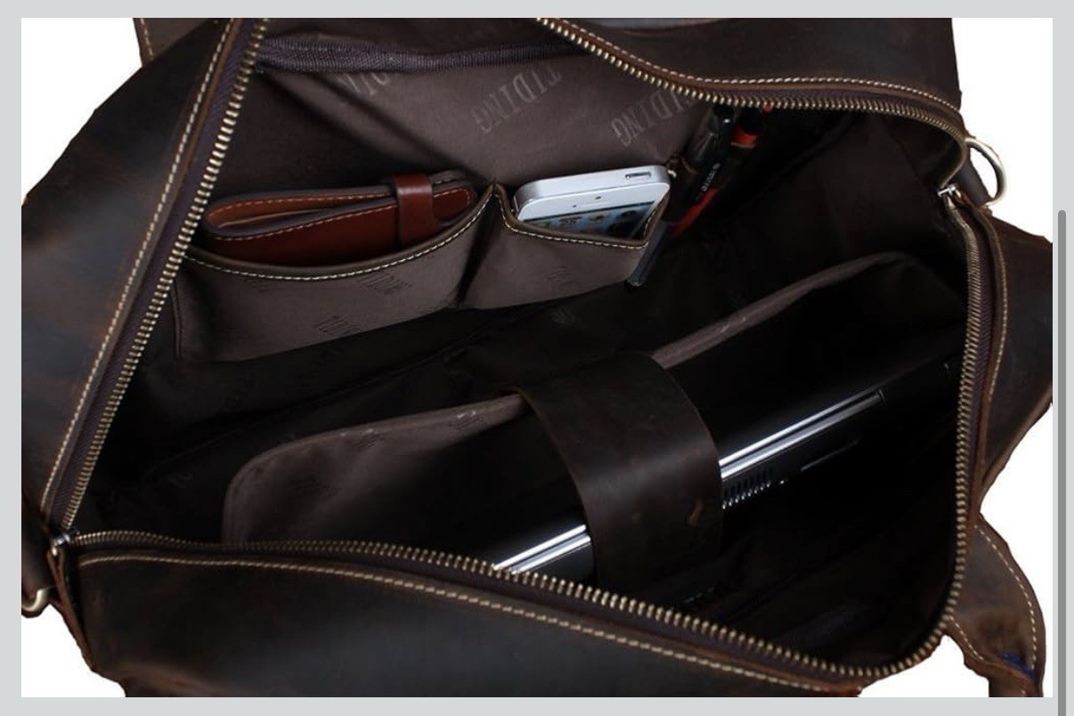 Full Grain Leather Laptop Briefcase 16 x 12 x 4” Messenger Bag Tote Satchel