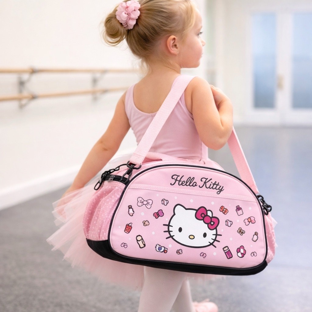 HELLO KITTY Sanrio Pink Duffle Bag Carry On Overnight Travel 18 x 11 Dance Gym